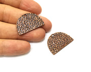 2 Hammered Semi Circle Charm Antique Copper Charm (30x20mm) G17559