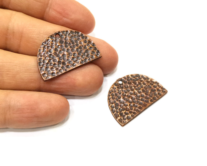 2 Hammered Semi Circle Charm Antique Copper Charm (30x20mm) G17559