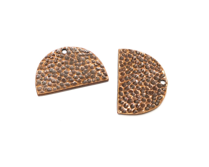 2 Hammered Semi Circle Charm Antique Copper Charm (30x20mm) G17559