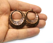 2 Hammered Round Charm Antique Copper Charm (39x34mm) G17560