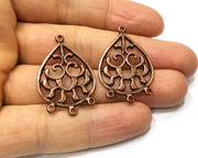 4 Teardrop Connector Charm Antique Copper Charm (35x23mm) G17563