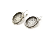 Earring Blank Base Settings Silver Resin Blank Cabochon Base inlay Blank Mountings Antique Silver Plated Brass (18x13mm blank) 1 Pair G17133