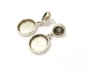 Earring Blank Backs Silver Base Setting Hammered Resin Blank Cabochon Base inlay Mounting Antique Silver Plated (10+18mm) 1 Pair G17138