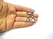 Earring Blank Backs Silver Base Setting Hammered Resin Blank Cabochon Base inlay Mounting Antique Silver Plated (9x8+14x13mm) 1 Pair G17144