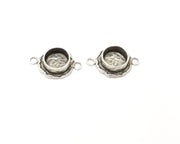 2 Silver Pendant Blank Mosaic Base Blank inlay Blank Necklace Blank Resin Blank Antique Silver Plated Brass ( 10mm round blank)  G17146