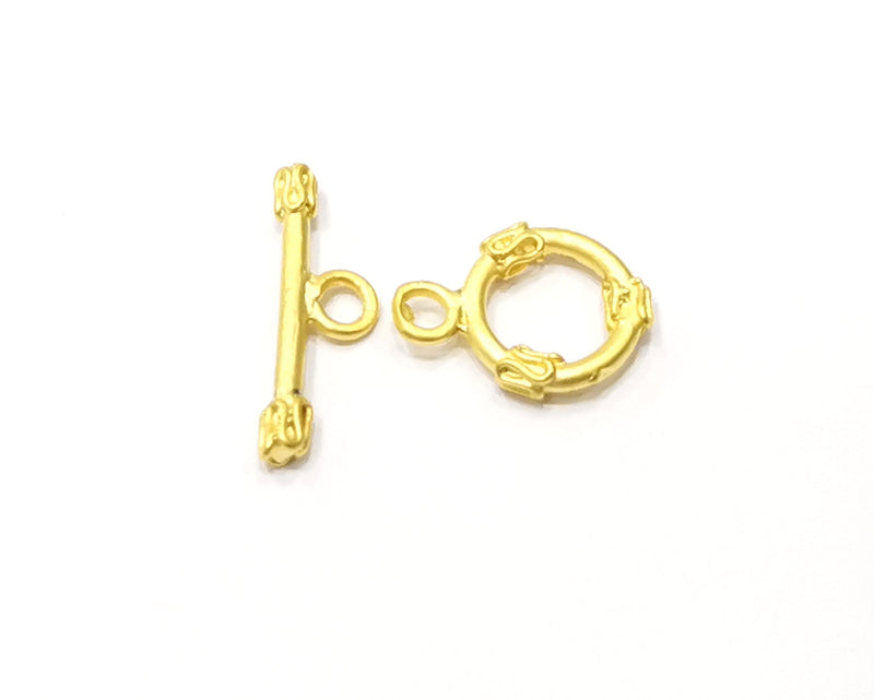 2 Gold Toggle Clasp Findings ,  Gold Plated Brass G17148