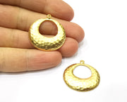 2 Hammered Gold Charms Gold Plated Charms  (30x29mm)  G17150