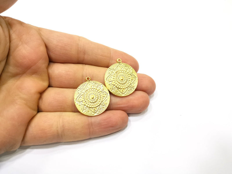 2 Gold Charms Gold Plated Charms  (24mm)  G17151