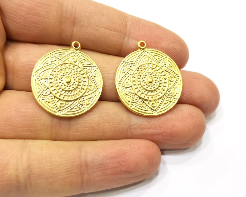 2 Gold Charms Gold Plated Charms  (24mm)  G17151