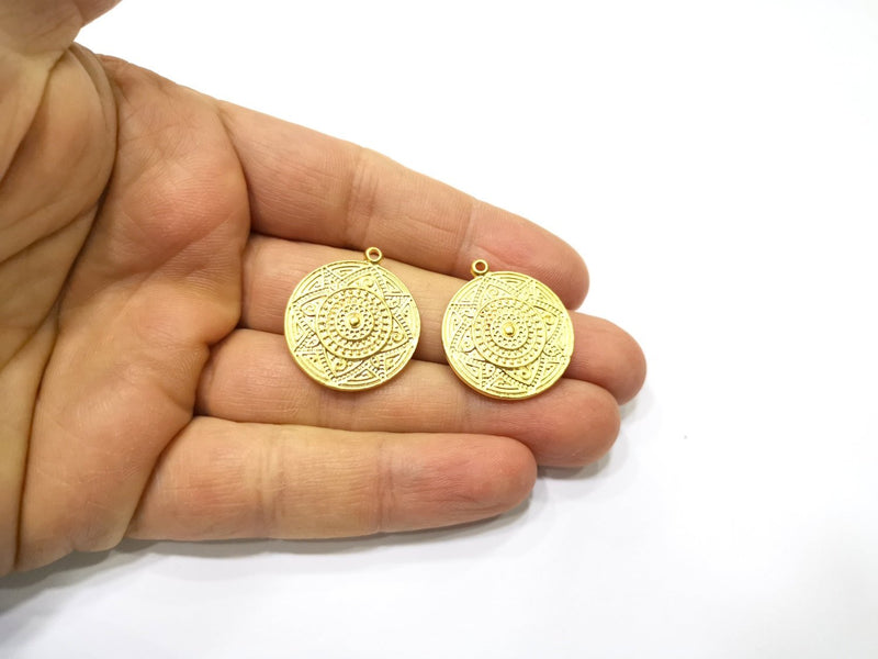 2 Gold Charms Gold Plated Charms  (24mm)  G17151
