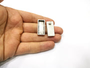 Earring Blank Backs Silver Base Setting Hammered Resin Blank Cabochon Base inlay Mounting Antique Silver Plated (25x10mm) 1 Pair G17159