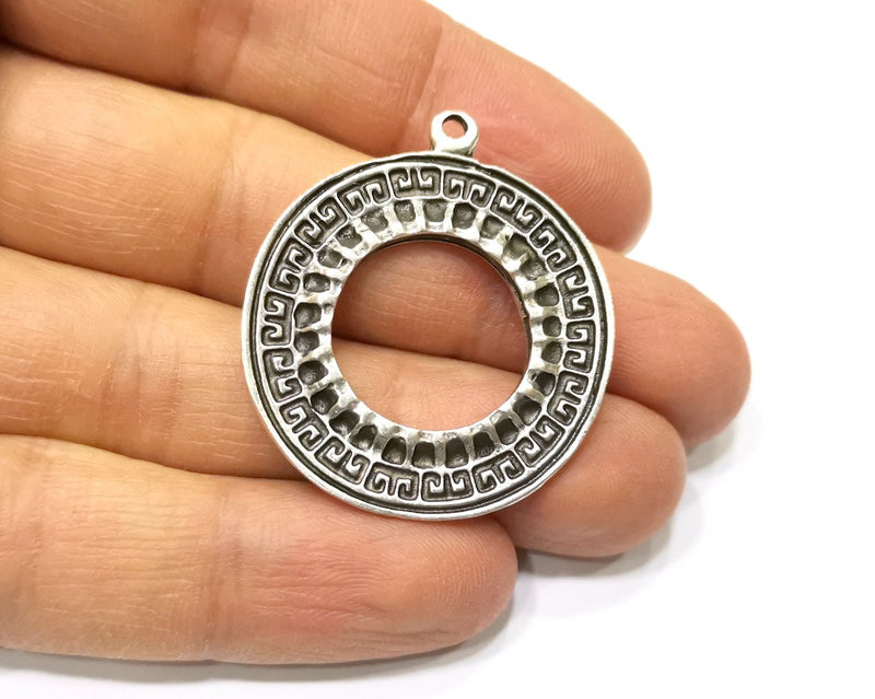 2 Silver Charms Antique Silver Plated Charms (35mm)  G17180
