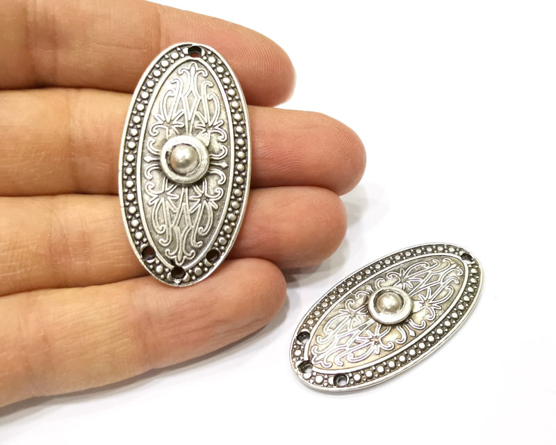 2 Silver Charms Antique Silver Plated Charms (45x28mm)  G17183