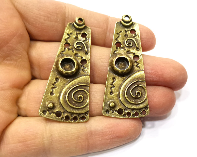 2 Antique Bronze Pendant Bezel Blank inlay Blank Mosaic Blank Resin Blank Base Setting Mountings Antique Bronze Plated (6mm blank) G17571