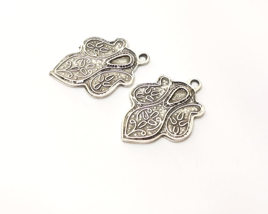4 Silver Charms Antique Silver Plated Charms (33x24mm)  G17581