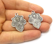 4 Silver Charms Antique Silver Plated Charms (33x24mm)  G17581