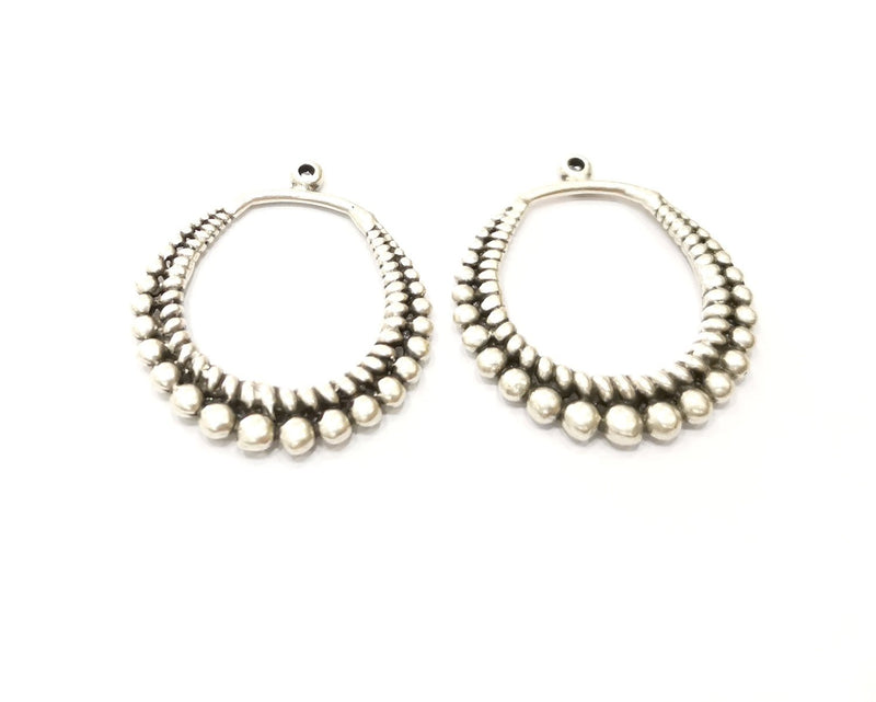 2 Silver Charms Antique Silver Plated Charms (35x31mm)  G17587