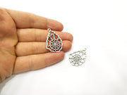 4 Spider web Charms Antique Silver Plated Charms (36x23mm)  G17588