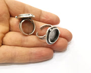 Silver Ring Setting Resin Ring Blank Cabochon Ring Mounting Adjustable Ring Base Bezel (15 mm)Antique Silver Plated Brass  G17589