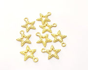 10 Star Charms Gold Plated Charms  (17x15mm)  G17590