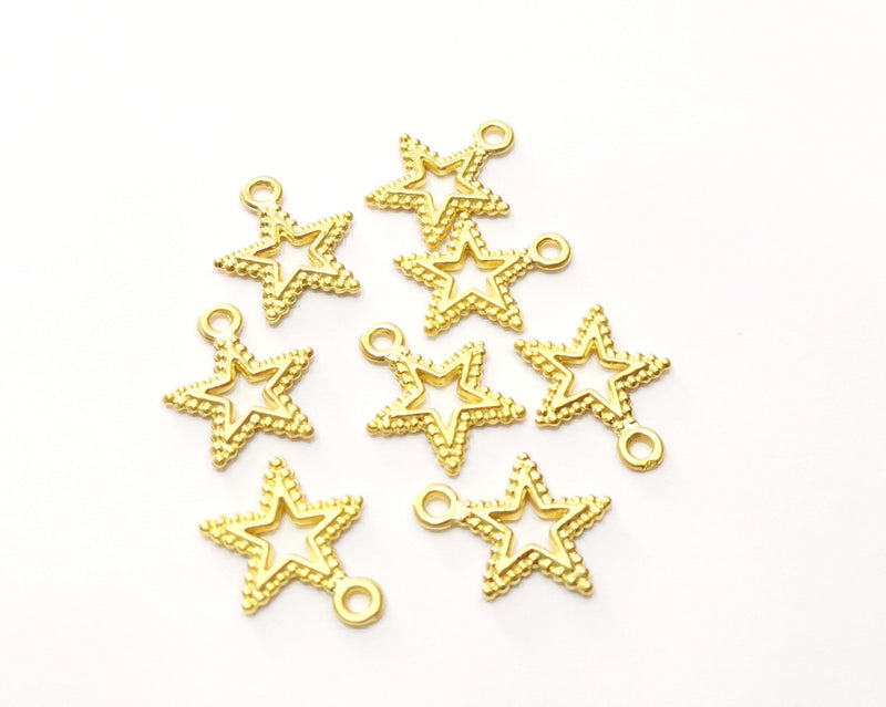 10 Star Charms Gold Plated Charms  (17x15mm)  G17590