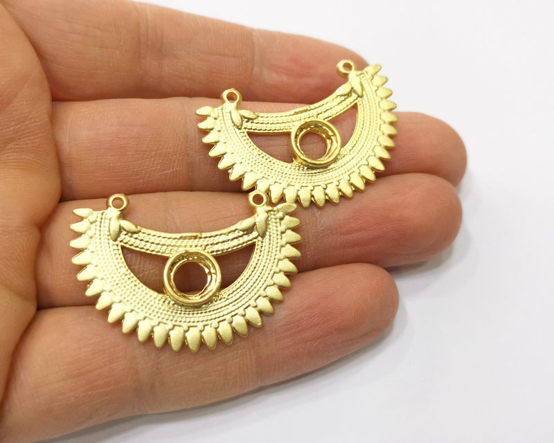2 Gold Charms Gold Plated Charms  (39x26mm)  G17591