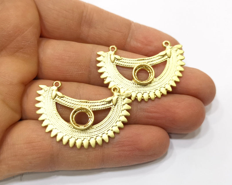 2 Gold Charms Gold Plated Charms  (39x26mm)  G17591