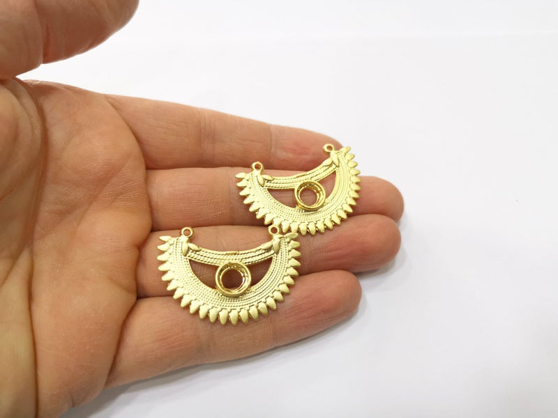 2 Gold Charms Gold Plated Charms  (39x26mm)  G17591