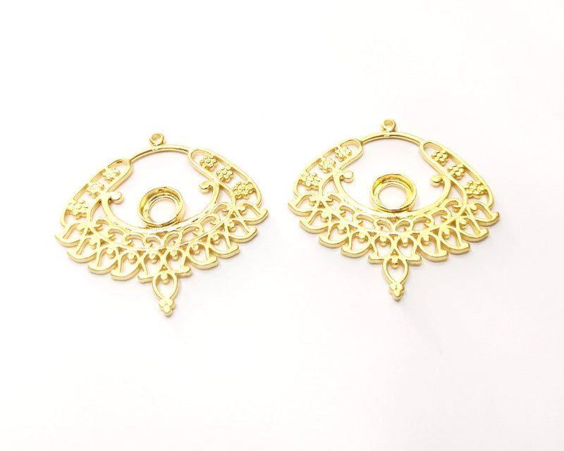 2 Gold Charms Gold Plated Charms  (43mm)  G17593