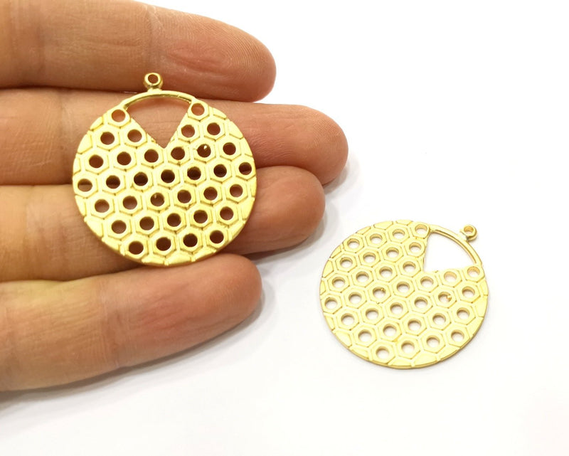 2 Gold Charms Gold Plated Charms  (33mm)  G17597