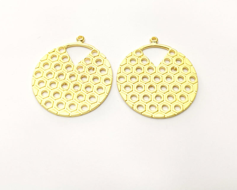 2 Gold Charms Gold Plated Charms  (33mm)  G17597