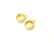 4 Gold Hammered Charm Bezel Blank Cabochon Blank Base Mountings Gold Plated Metal (8mm bezel)  G17598