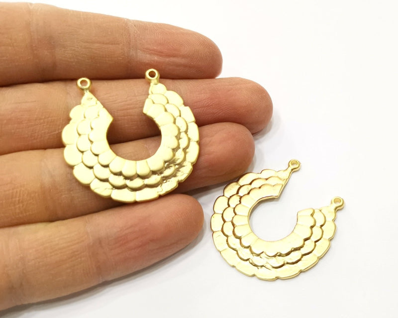 2 Gold Charms Gold Plated Charms  (35x34mm)  G17599