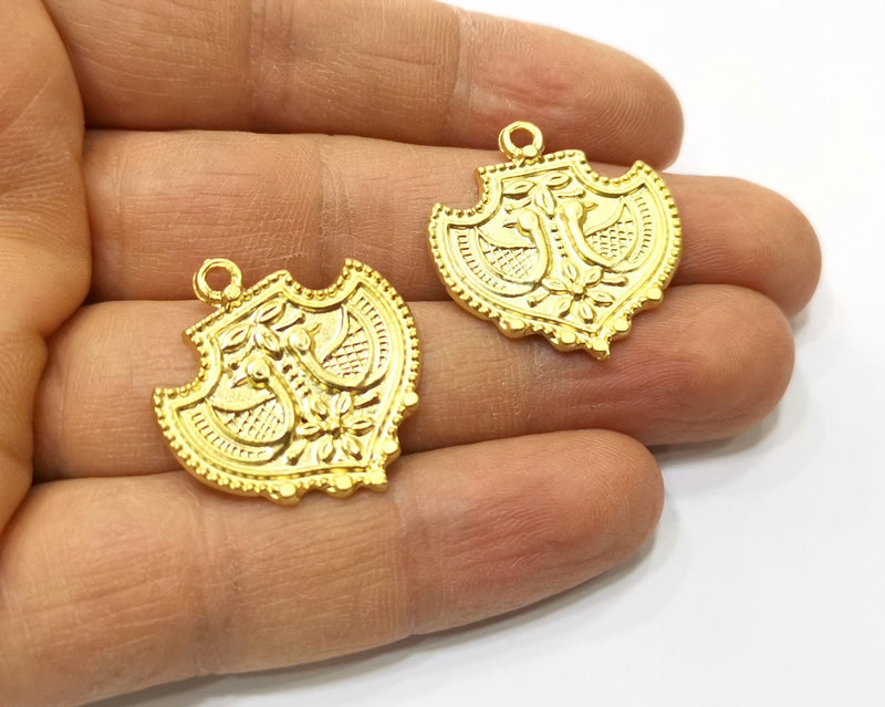 2 Gold Charms Gold Plated Charms  (28x27mm)  G17600