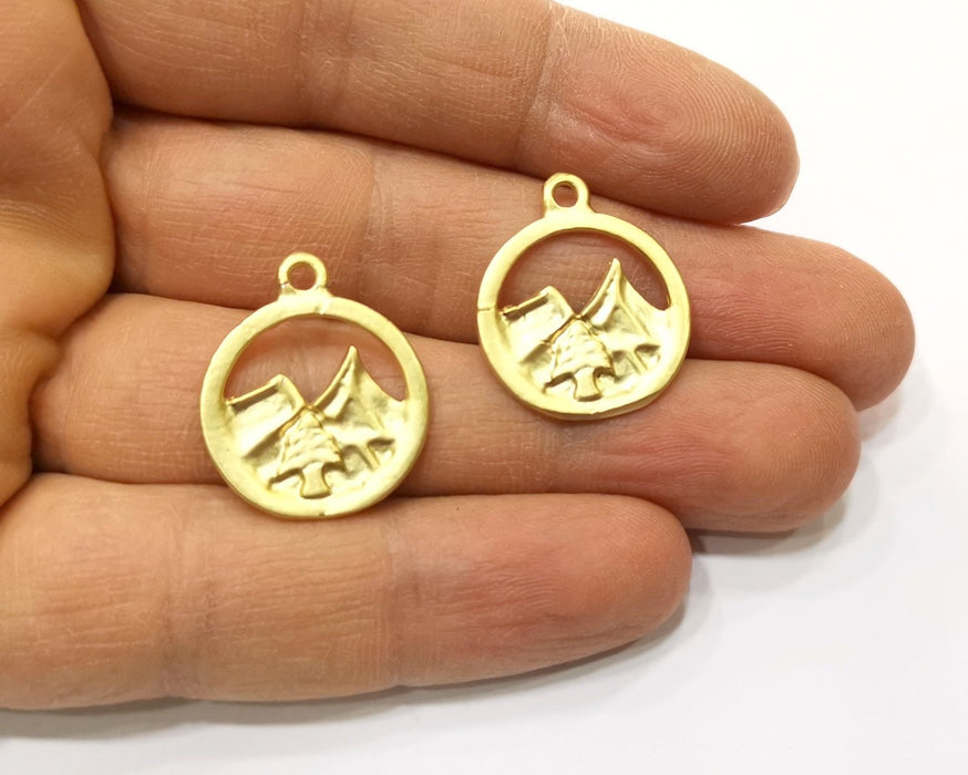 4 Mountain Charms Gold Plated Charms  (20mm)  G17601