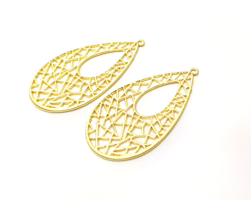 2 Gold Charms Gold Plated Charms  (66x37mm)  G17603