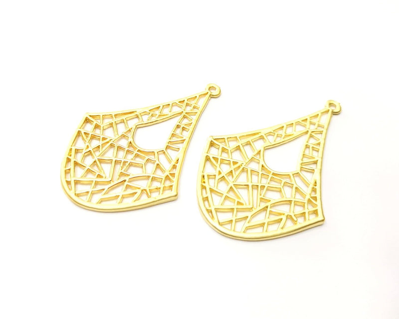 2 Gold Charms Gold Plated Charms  (63x43mm)  G17608