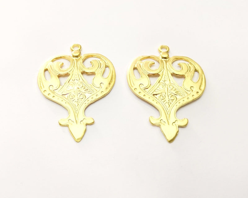 2 Gold Charms Gold Plated Charms  (48x34mm)  G17610