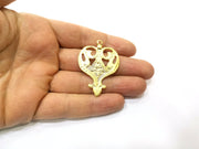 2 Gold Charms Gold Plated Charms  (48x34mm)  G17610
