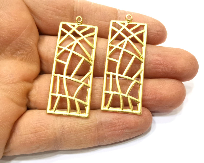 2 Gold Charms Gold Plated Charms  (51x19mm)  G17612