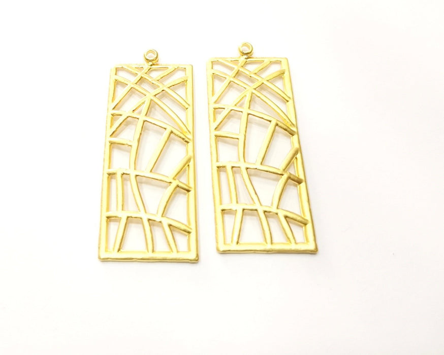 2 Gold Charms Gold Plated Charms  (51x19mm)  G17612