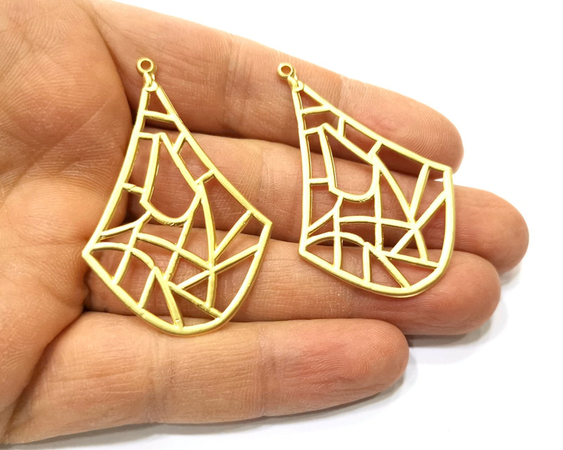 2 Gold Charms Gold Plated Charms  (53x35mm)  G17616