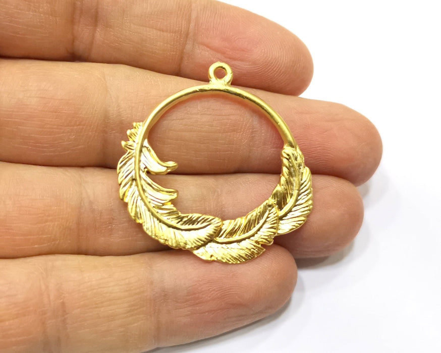 2 Leaf Charms Gold Plated Charms  (37mm)  G17191