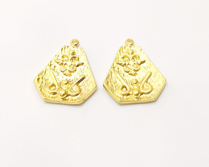 2 Gold Charms Gold Plated Charms  (29x24mm)  G17192