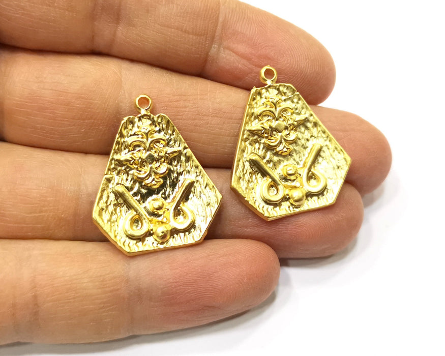 2 Gold Charms Gold Plated Charms  (29x24mm)  G17192