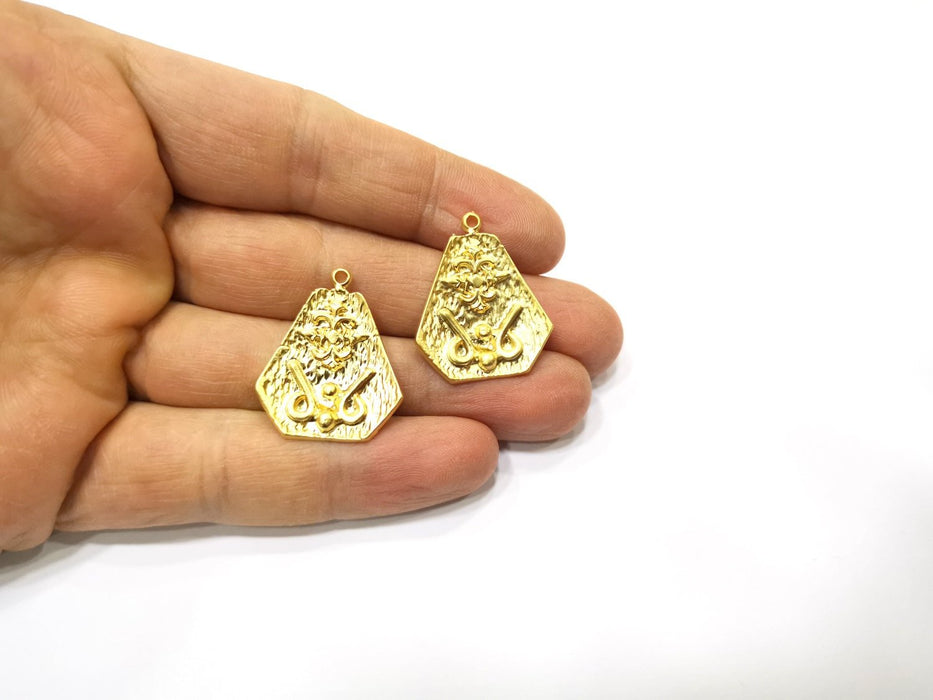 2 Gold Charms Gold Plated Charms  (29x24mm)  G17192