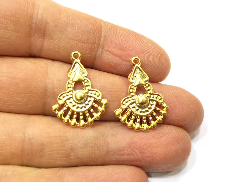 4 Gold Charms Gold Plated Charms  (25x18mm)  G17193