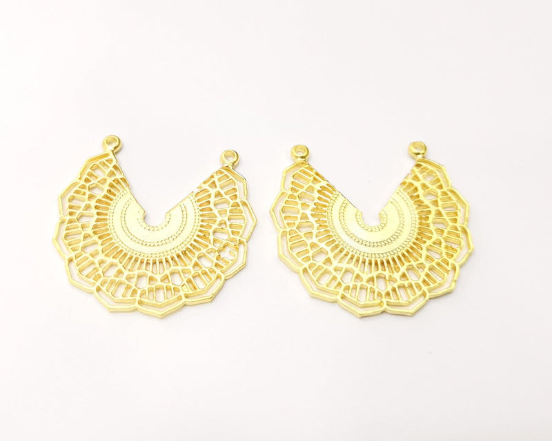 2 Gold Charms Gold Plated Charms  (36x34mm)  G17194