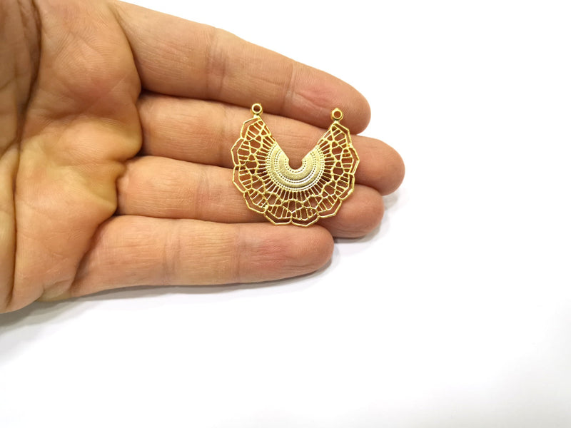 2 Gold Charms Gold Plated Charms  (36x34mm)  G17194