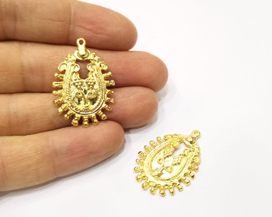 2 Gold Charms Gold Plated Charms  (33x23mm)  G17195